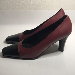 Via Spiga Womens Color Block Shoes Size 9M black burgundy